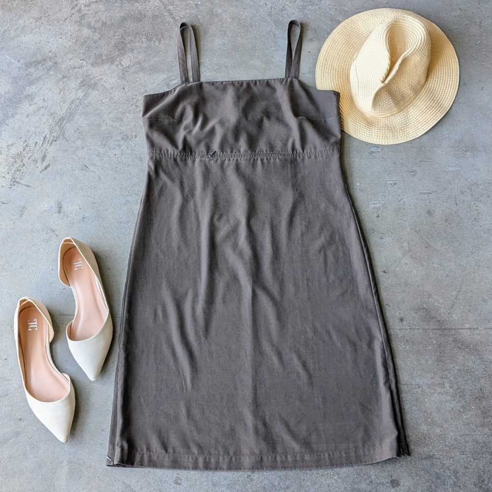Vintage Patagonia Duway Dress Brown Spaghetti Strap Sheath Mini Dress size 8
